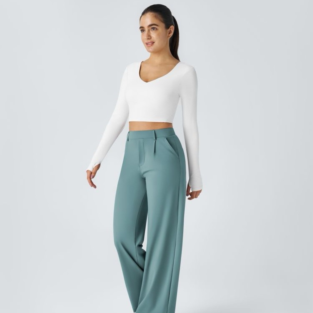 Elegant Teal Wide-Leg Pants